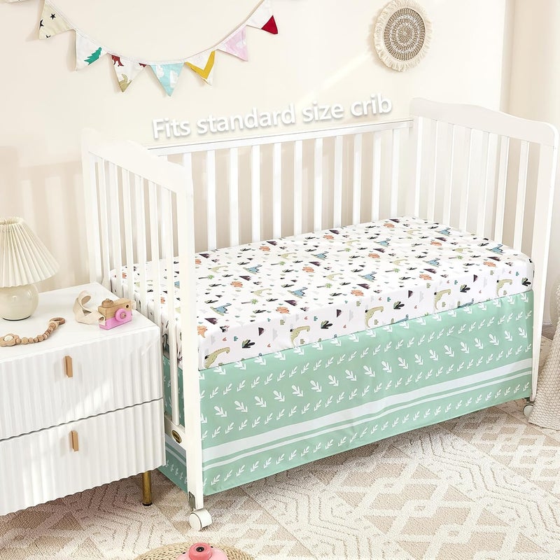 NacoMoco 3-Piece Crib Bedding Set for Boys Girls - Ultra Soft & Skin Friendly Baby Bedding Set Includes Crib Comforter, Sheet & Crib Skirt (Dinosaur) - Image 4